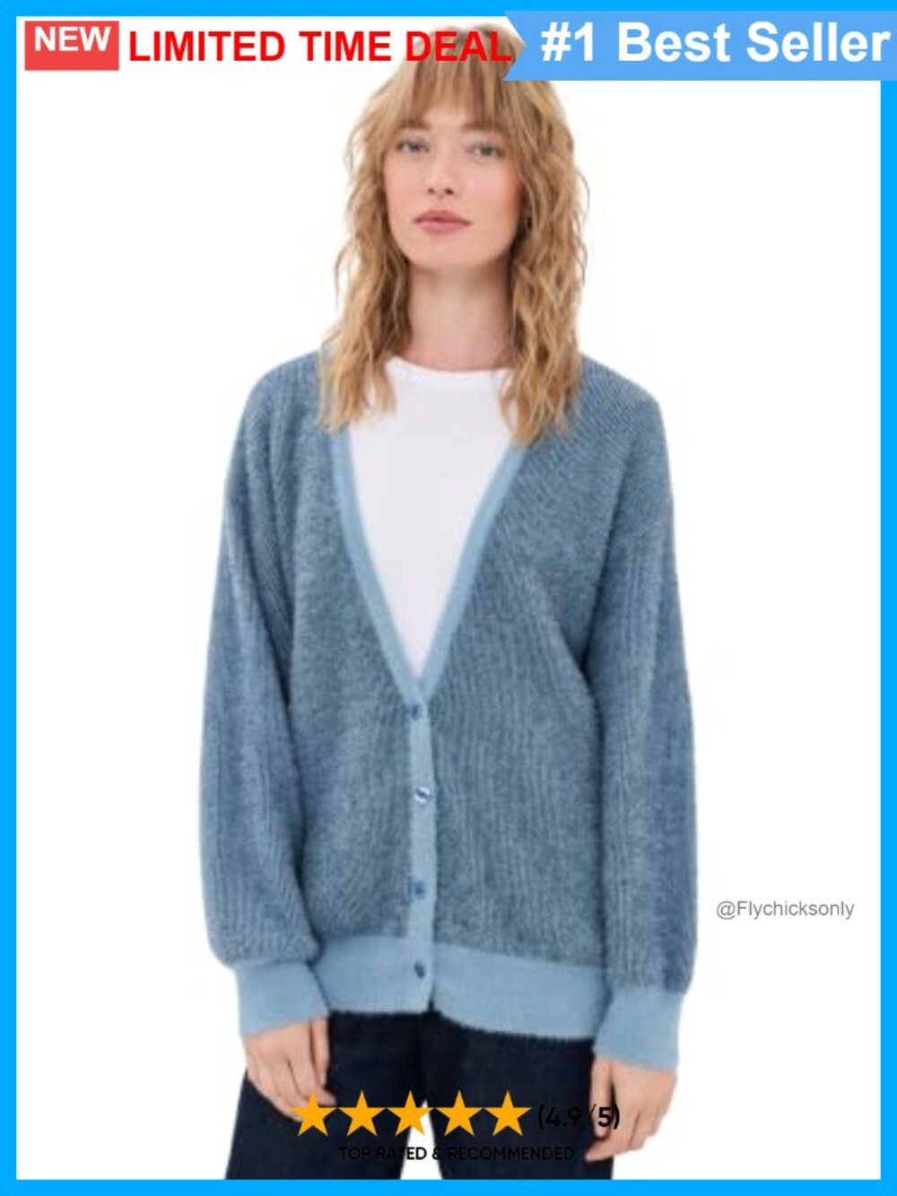 Ribbed Knit V-Neck Long Sleeve Button Cardigan
